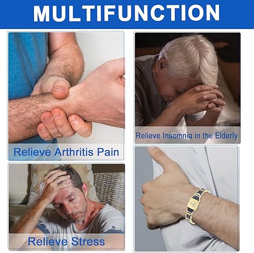 Miniatura 9 de MagVIVACE Pulsera magnética para hombres para artritis, cruz religiosa cristiana de fibra de carbono pulsera de acero inoxidable (B)