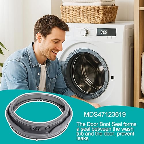 Miniatura 7 de Junta de puerta MDS47123619 compatible con LG wm3180cw wm3270cw wm3500cw lavadoras de carga frontal, sello de arranque de puerta de lavadora con