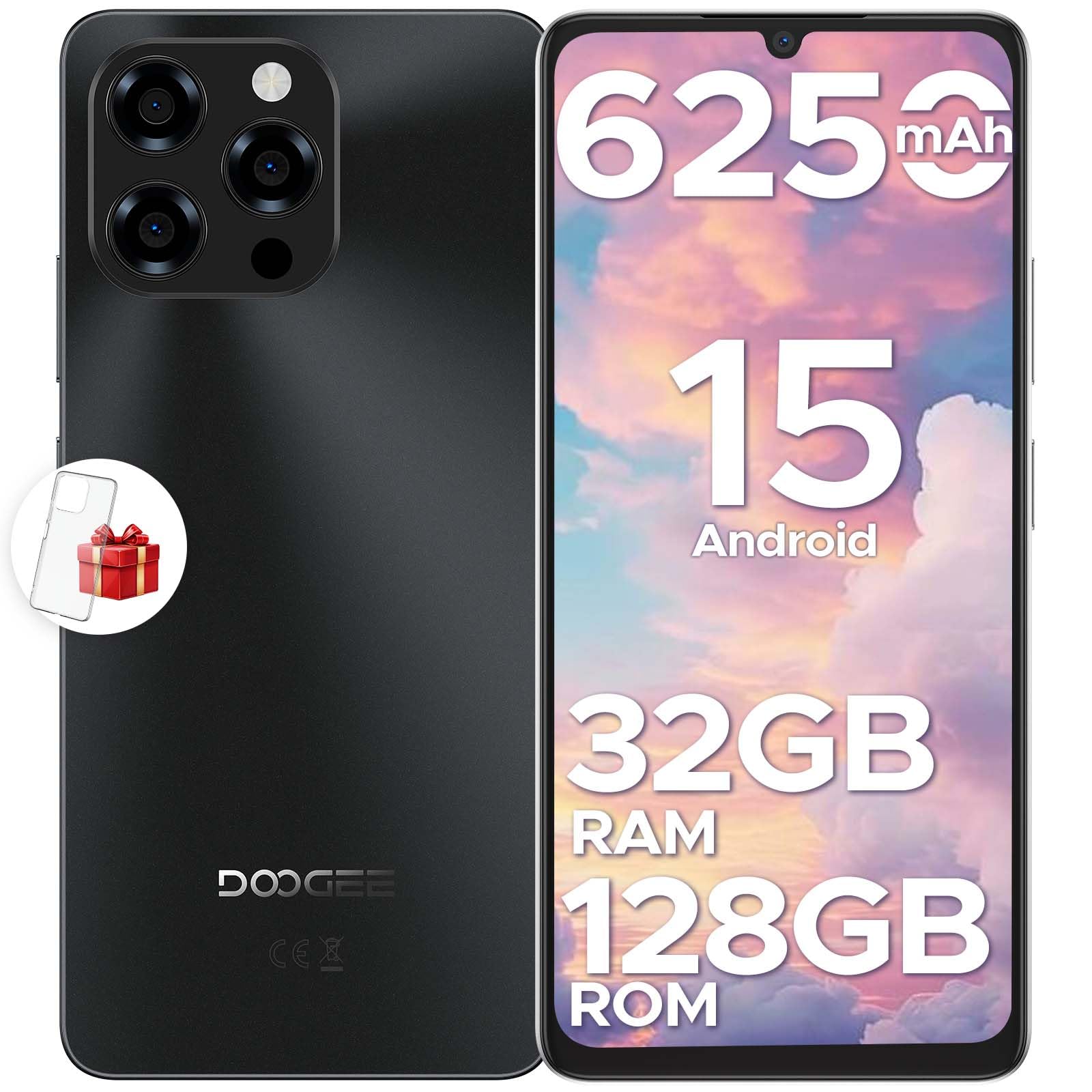 DOOGEE Note 58 Smartphone Android 15, 6250mAh 32GB+128GB/2TB TF Cellulari, 6.75" HD+ 90Hz Telefoni Cellulari, 16MP 4G Dual SIM Telefono Cellulare, Octa Core Widevine L1/ NFC/OTG/Face ID/GPS, Nero