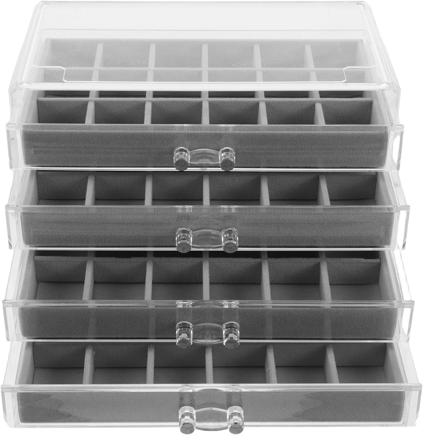 MAGICLULU 4 Layer 72 Slot Jewelry Organizer Box for Rings and Earrings