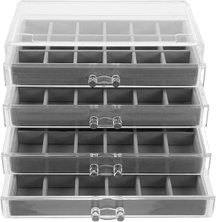 Jewelry Box Organizer 4 Layer with 72 Slots for Rings and Bracelets | Flocked Cloth and Plastic Build, Drawer Compartments, Scratch-free Protection, Space-saving Design