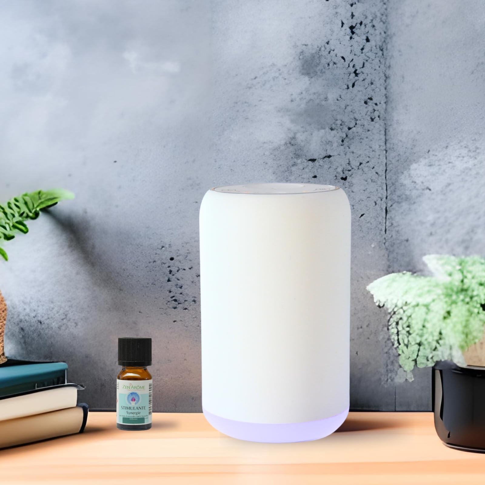 Zen’Arôme Diffuseur d’Huile Essentielle par Nébulisation Nomade Movisia V2, Surface de Diffusion jusqu'à 80 m², Boutons tactiles, Batterie Rechargeable, sans Fil, Lumière LED Intégrée