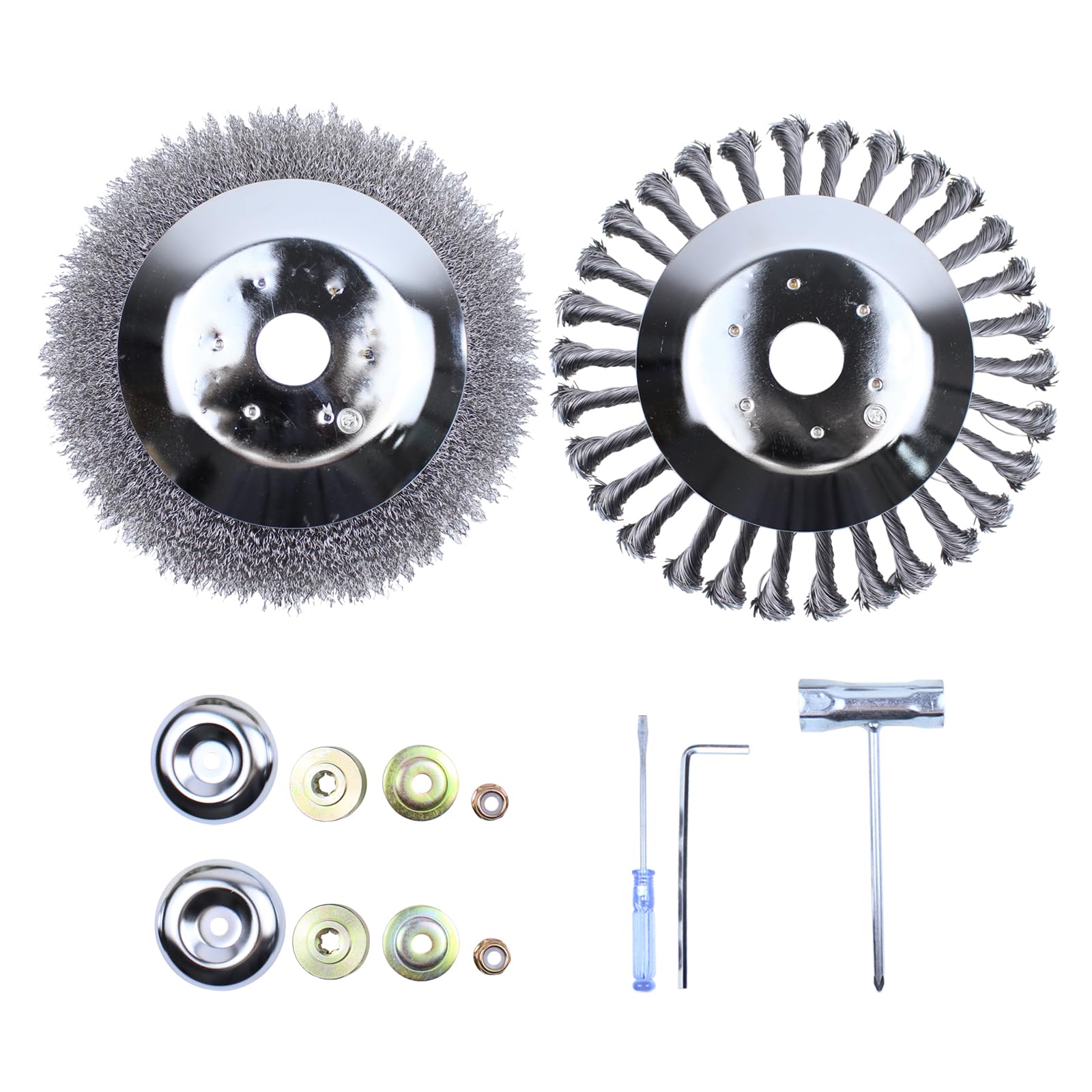 Unkrautbürste Wildkrautbürste Stahlbürste Kegelbürste 200 x 25,4 mm Bohrung Fugenbürste Stahldraht Bürsten weiche und gezopfte Drahtbürste für Rasentrimmer Motorsense Freischneider gegen Unkraut Moos