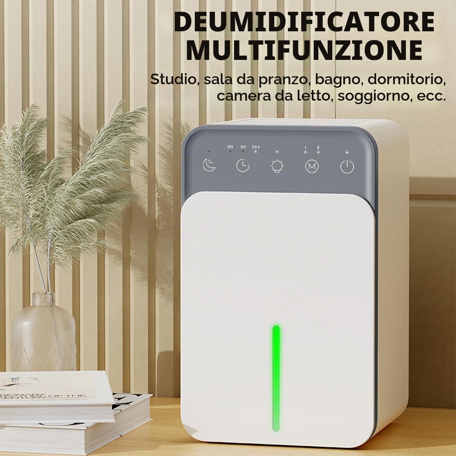Deumidificatore Casa, 1200ml Deumidificatore Elettrico Portatile con Modalità Sleep, Timer, Spegnimento Automatico e Luce Atmosferica RGB, per Camera da Letto, Bagno, Armadio