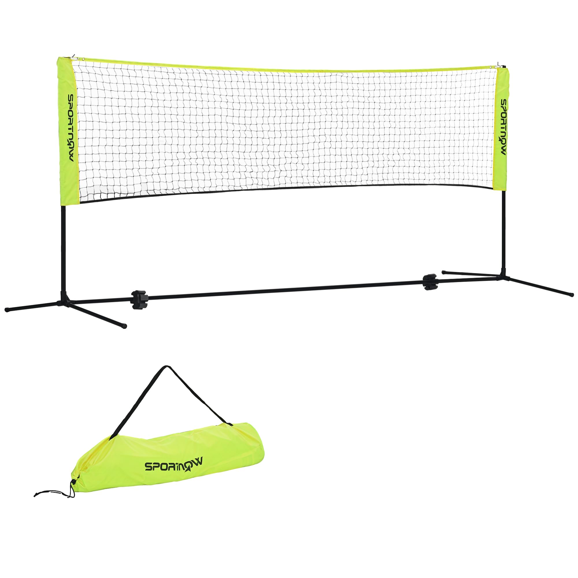 SPORTNOW 3(m) Badminton Net, Foldable Height Adjustable Outdoor Sports Net with Carry Bag, for Tennis, Badminton, Pickleball, Volleyball, Black and Yellow