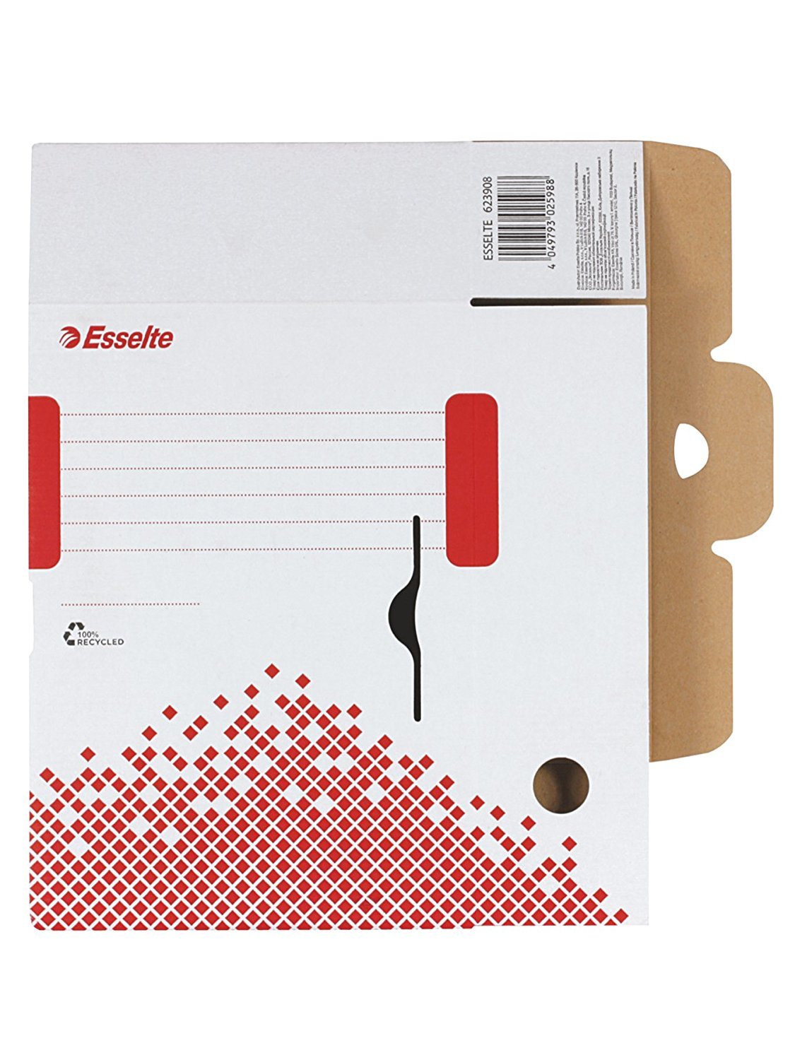 Esselte Speedbox - Scatole Archivio In Cartone, 25 Pezzi, 10x25x35 Cm, Bianco E Rosso