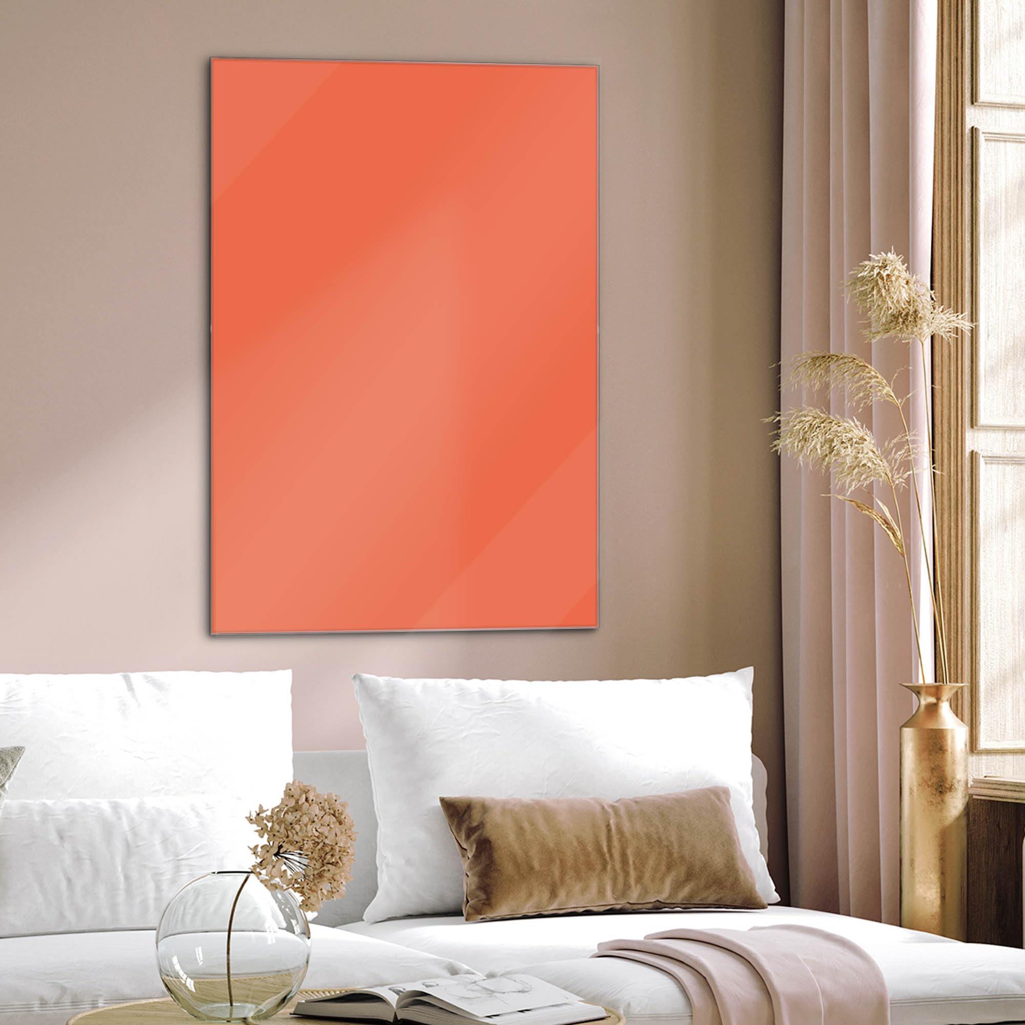 banjado Glas Magnettafel 60x90 in schlichtem Farbton, beschreibbar | Reduziertes Glas-Memoboard für klare Planung, in der Farbe Orange