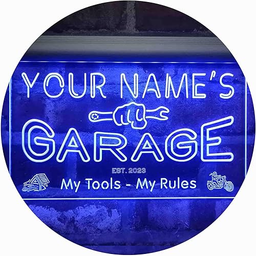 ADVPRO Letrero de neón LED de un solo color personalizado con temática de garaje para hombre, decoración de cueva, 24 x 16 pulgadas, st4s64-pp1-tm-b