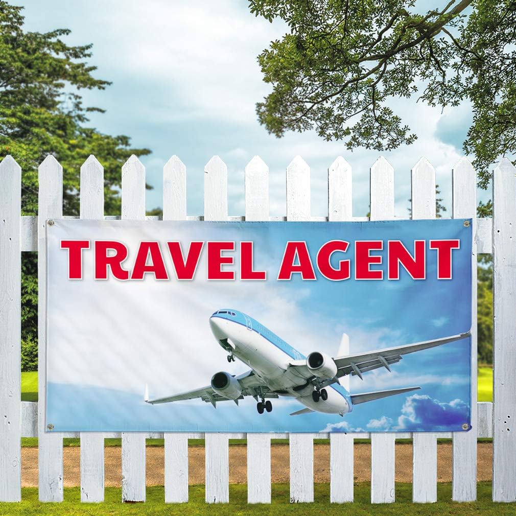 Vinyl Banner Multiple Sizes Travel Agent Outdoor Advertising Printing Business Outdoor Weatherproof Industrial Yard Signs White 4 Grommets 16x40Inches