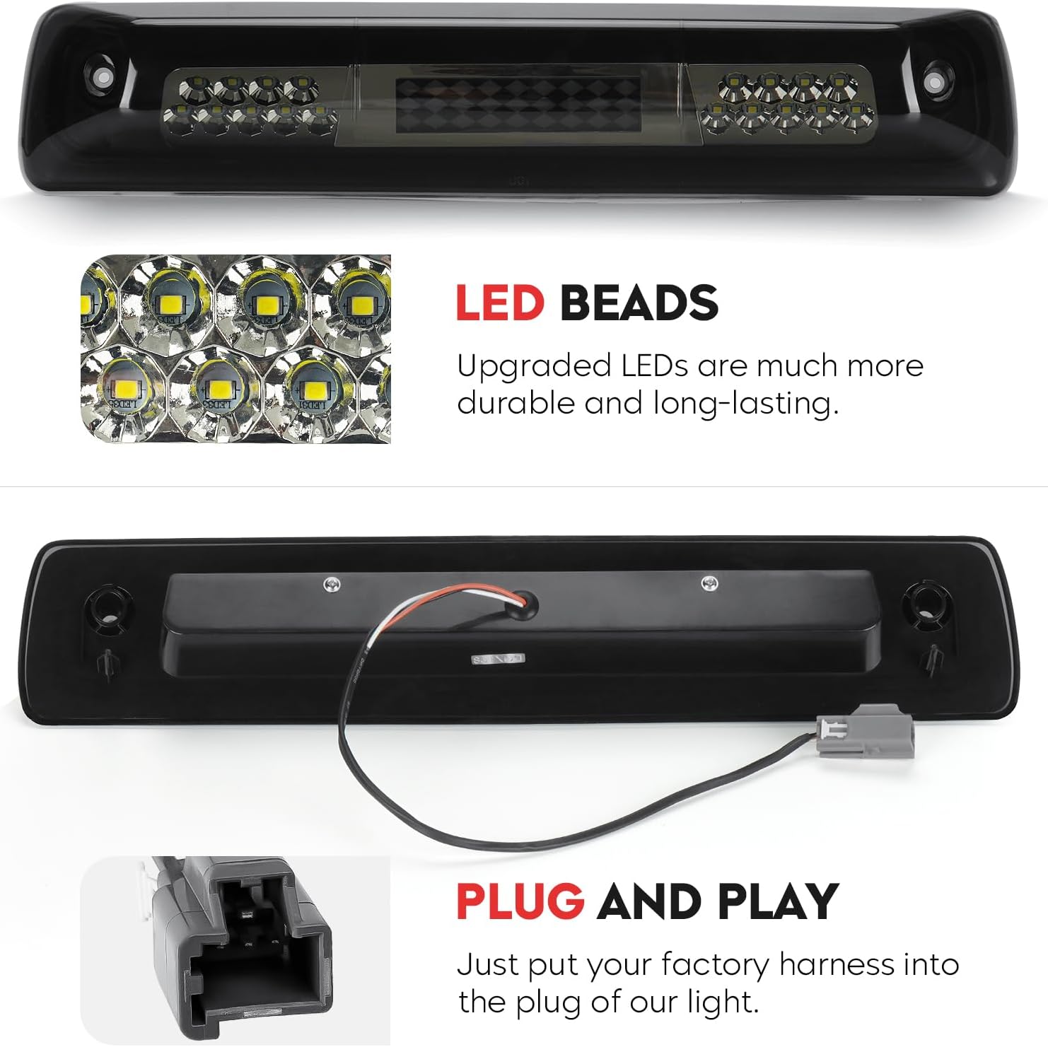 Tresound LED 3rd Brake Cargo Light for 2015 2016 2017 2018 2019 2020 2021 2022 Chevy Colorado & GMC Canyon; Rear Third Center High Mount Stop Lamp, 52127100