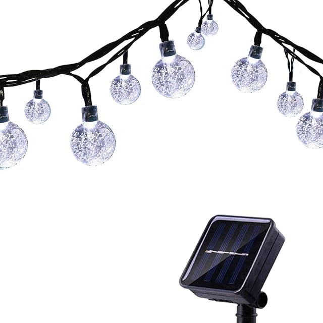 Tuokay, Solar Garden Lights, Outdoor Fairy Lights with Ball, Waterproof 6m 30 LED 8 Twinkling Modes, Decorative Lighting String Lights for Home, Gazebo, Patio, Lawn, Wedding Ornament (White)