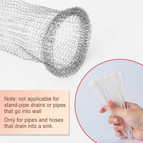 Miniatura 3 de Paquete de 24 trampas de pelusa para lavadoras, manguera de lavado de acero inoxidable con 24 bridas para cables