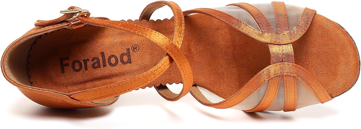 Mesh Women's Latin Dance Shoes, Salsa & Ballroom, Satin Prom Shoes with Low Heels - Image 7