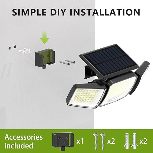 Miniatura 9 de DAMINY Luz solar de seguridad con sensor de movimiento de radar, LED súper brillante con control remoto, luces de movimiento solar impermeables para