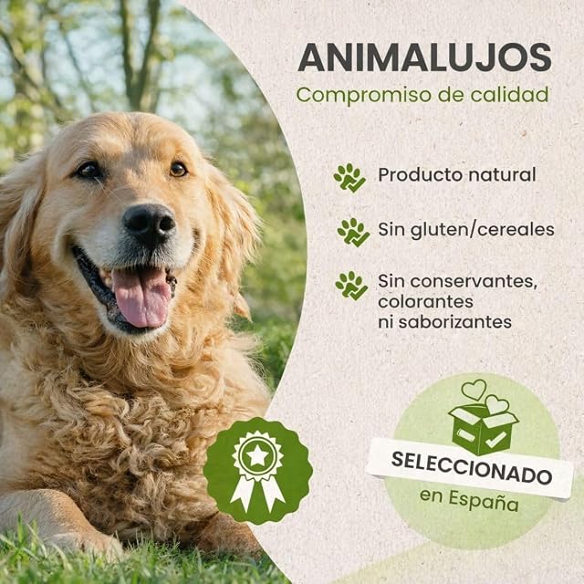 Foto 5 de 7 de ANIMALUJOS Harina Natural de Ternera, Conejo o Salmón para Perros y Gatos - Suplemento Proteico en Polvo 400g