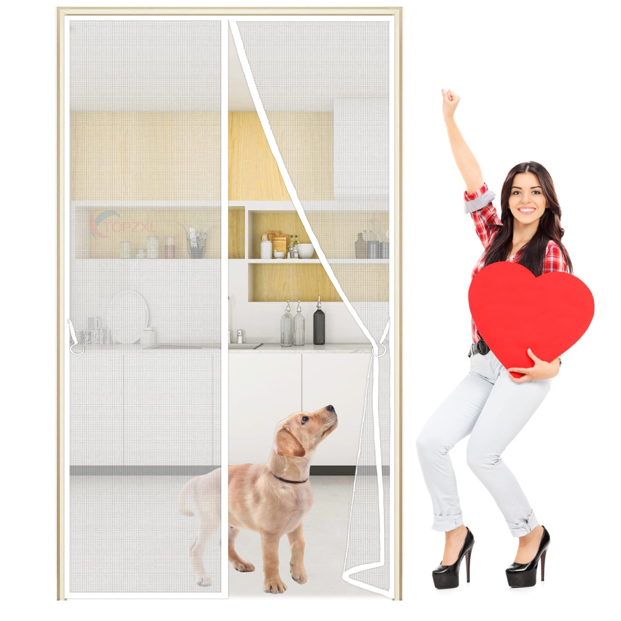 Magnétique Moustiquaire Porte Fenetre 140 X 210 Cm, Auto-Adhésif