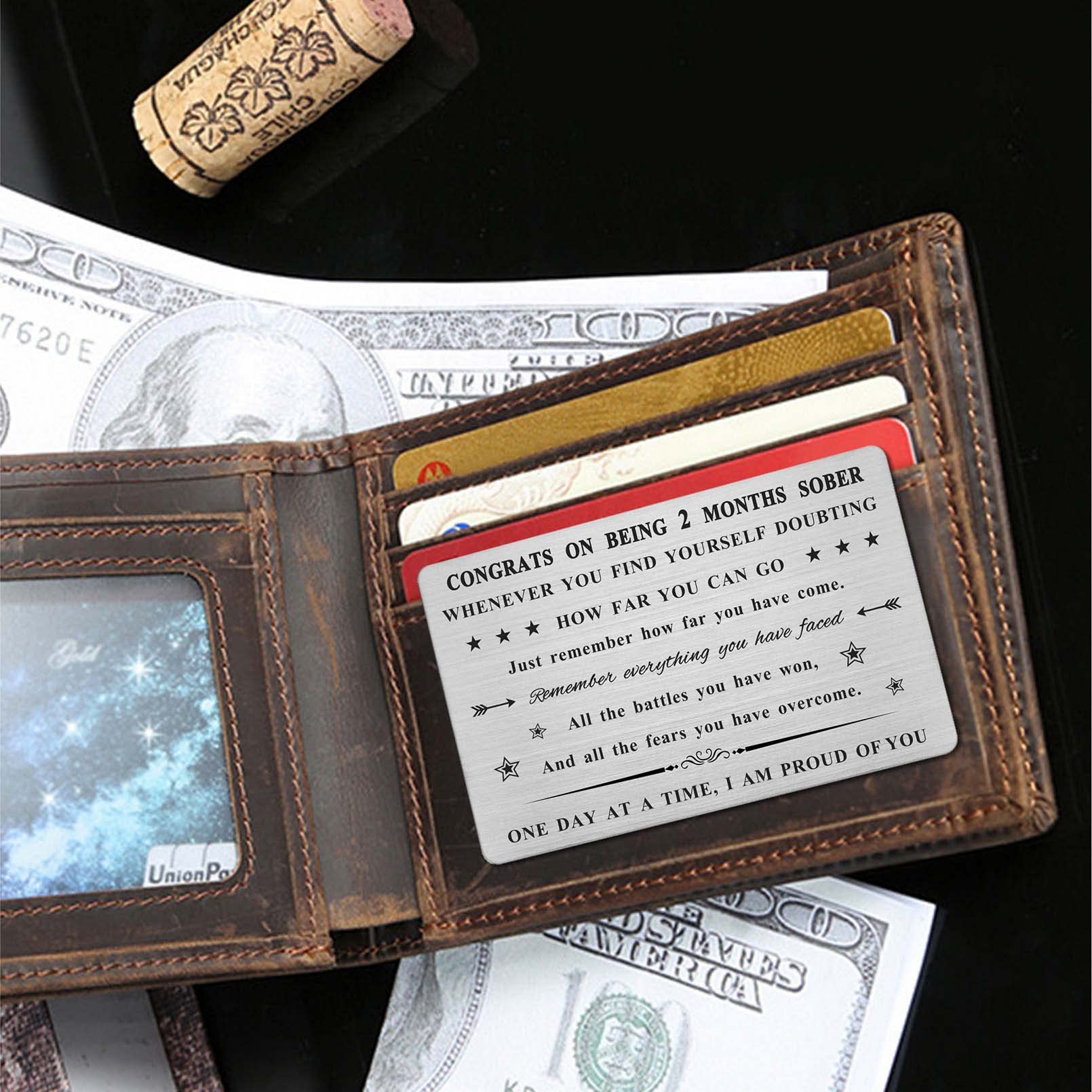 Emideary 2 Monate Sober Wallet Card – Edelstahl, Kreditkartengröße, Geschenk Für Nüchternheit