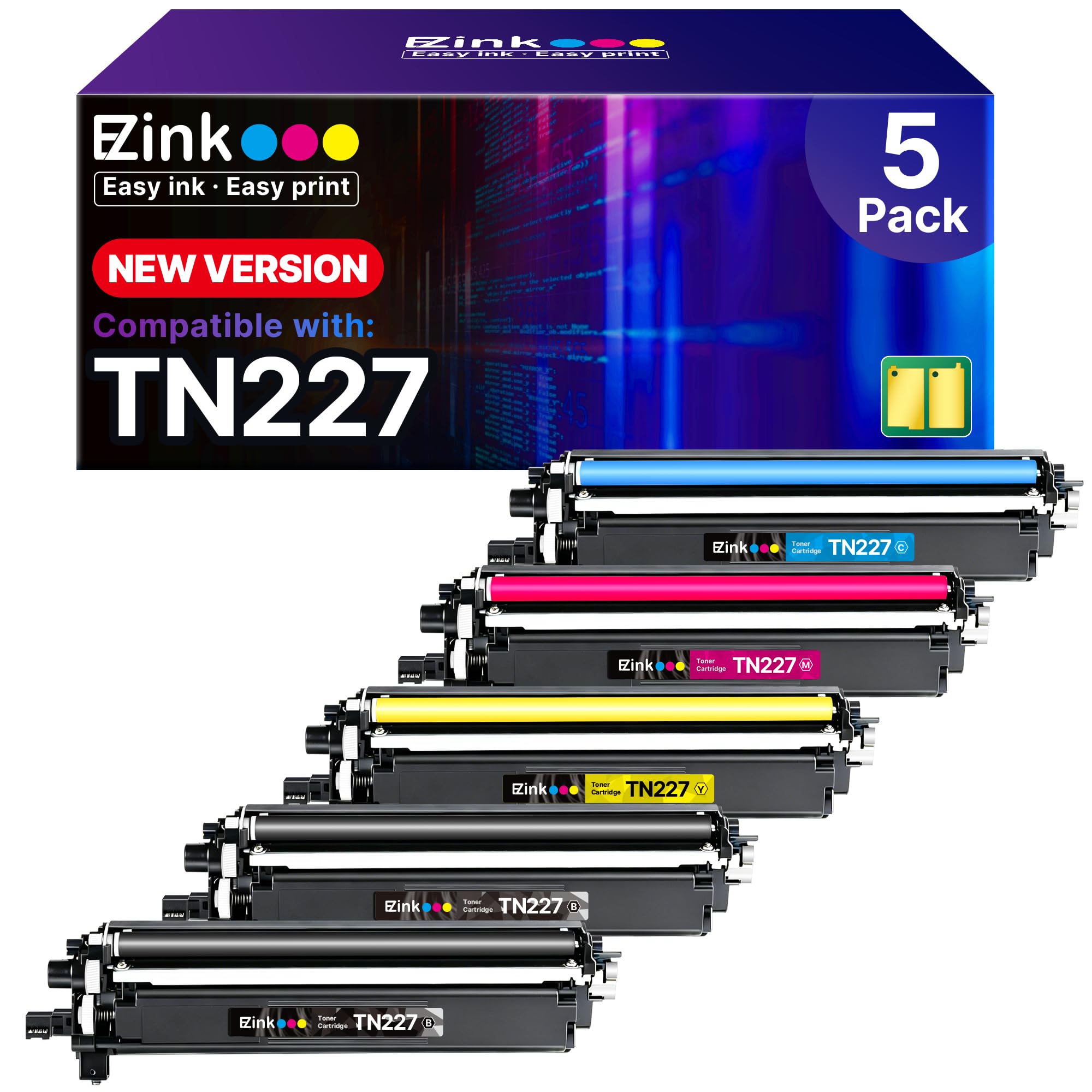 Photo 1 of E-Z Ink TN227 High Yield Toner Cartridge Set