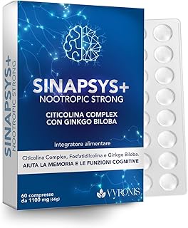 SINAPSYS+ Potente integratore di citicolina 1000 mg Pura e colina - Boost mente integratori migliora la memoria e Concentrazione, migliora le connessione sinaptiche,ideale per studenti ed esami