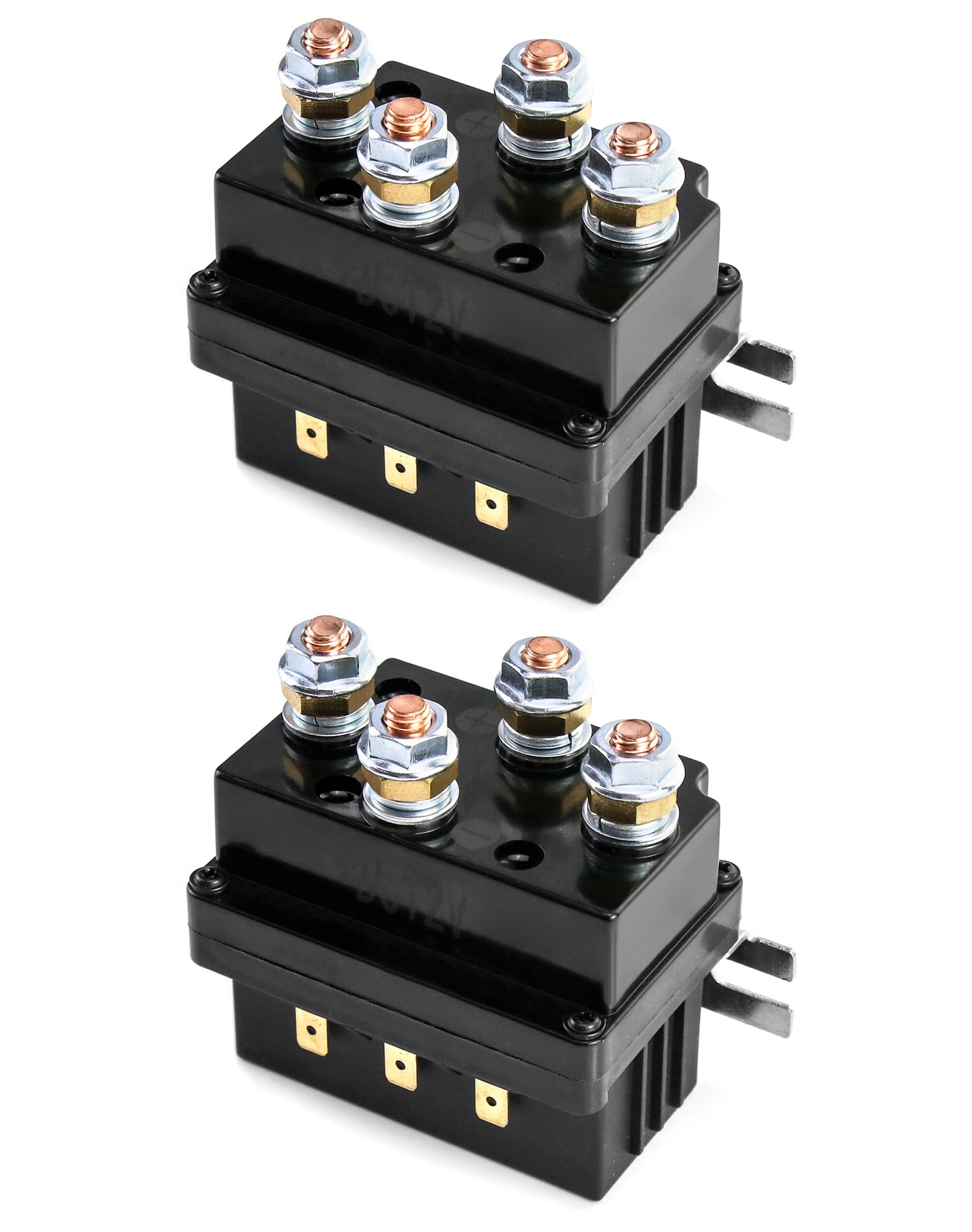 QWORK Solenoid Relay, 2 Pack 12V 500A Winch Relay Solenoid Replacement Contactor for 8000-15000lb ATV UT Winch Control