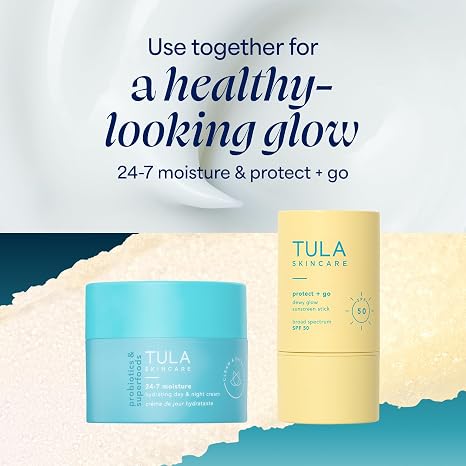 TULA Skincare Protect + Glow Daily Sunscreen SPF, for Dullness & Sun Protection with Prebiotic Extracts & Probiotic Superblend