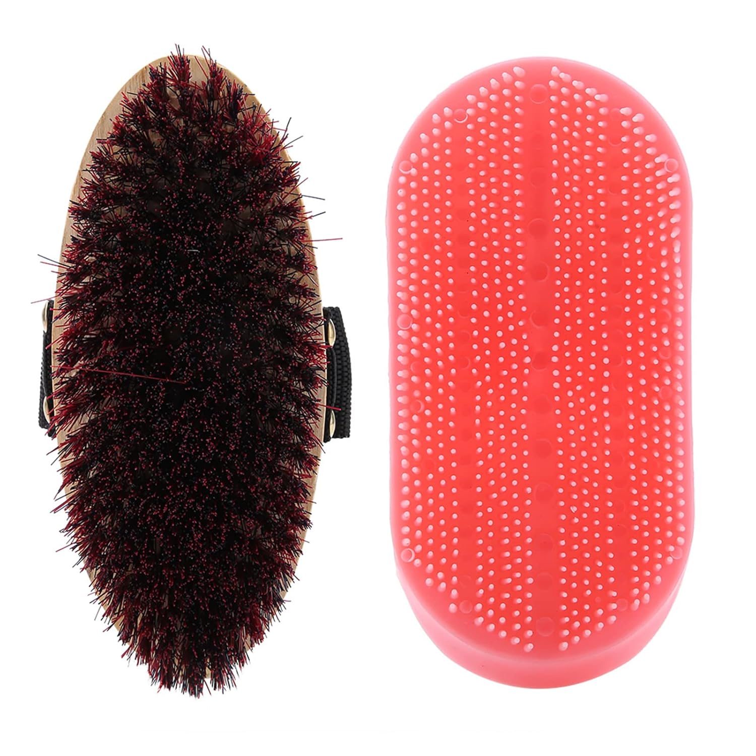 SUNGOOYUE Horse Grooming Care Kit Equestrain Brush Curry Comb Cleaning Tools Set Beauty Horse Wooden Silicone Black 10 Pcs