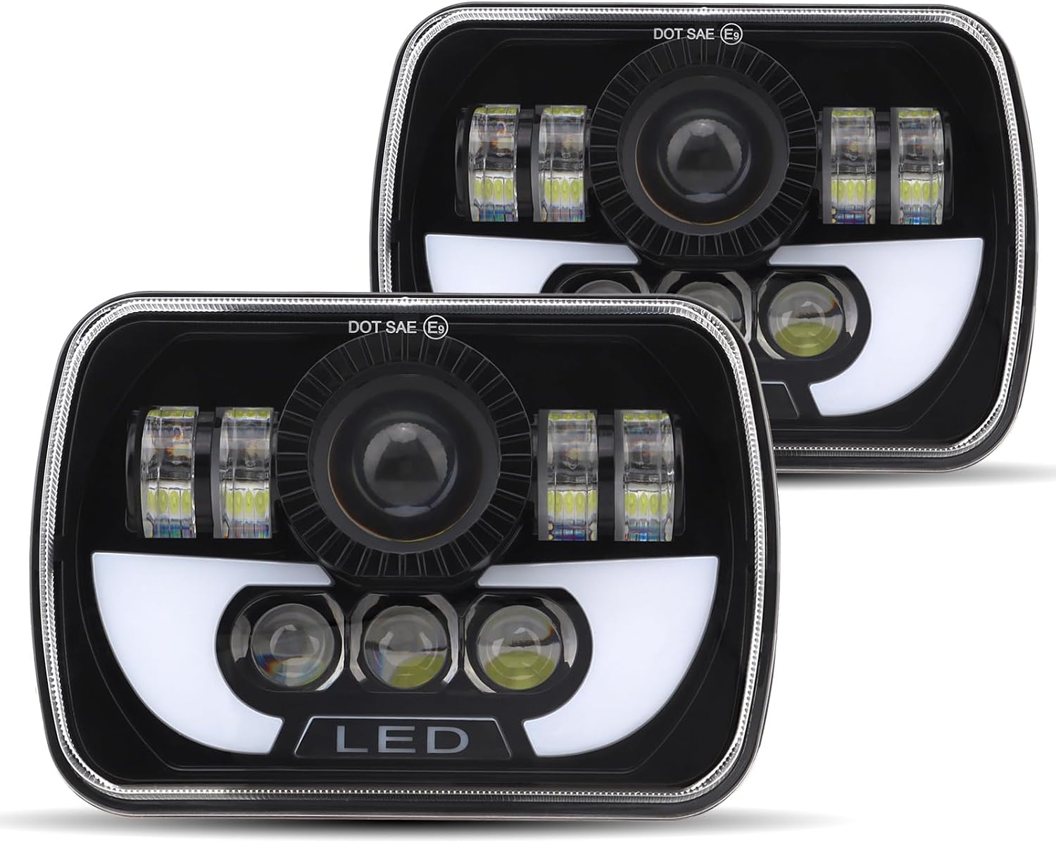 4x6 LED Headlights DOT Approved, 2pcs 5x7 Inch 300W 30000LM LED Headlight Hi-Lo Beam DRL for Jeep Wrangler/Off-road/Vehicles/Truck/Bus