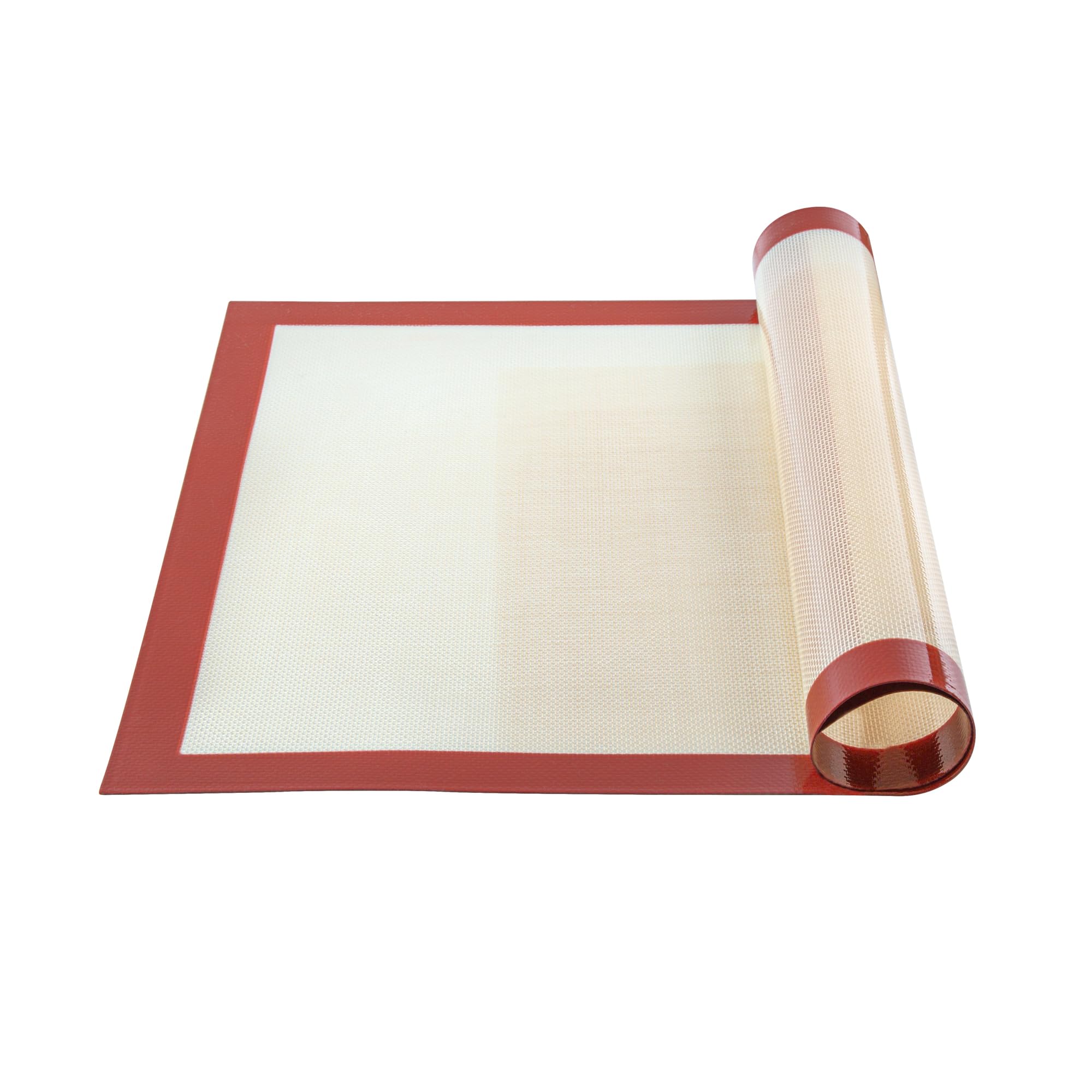 Restaurantware Backmatte aus Silikon, 2 Stück, Pastry Tek 60 x 40 cm, volle Größe, antihaftbeschichtet, schmutzabweisend, wiederverwendbar, ultra-langlebig, hellbraun und rot, einheitliches Backen für