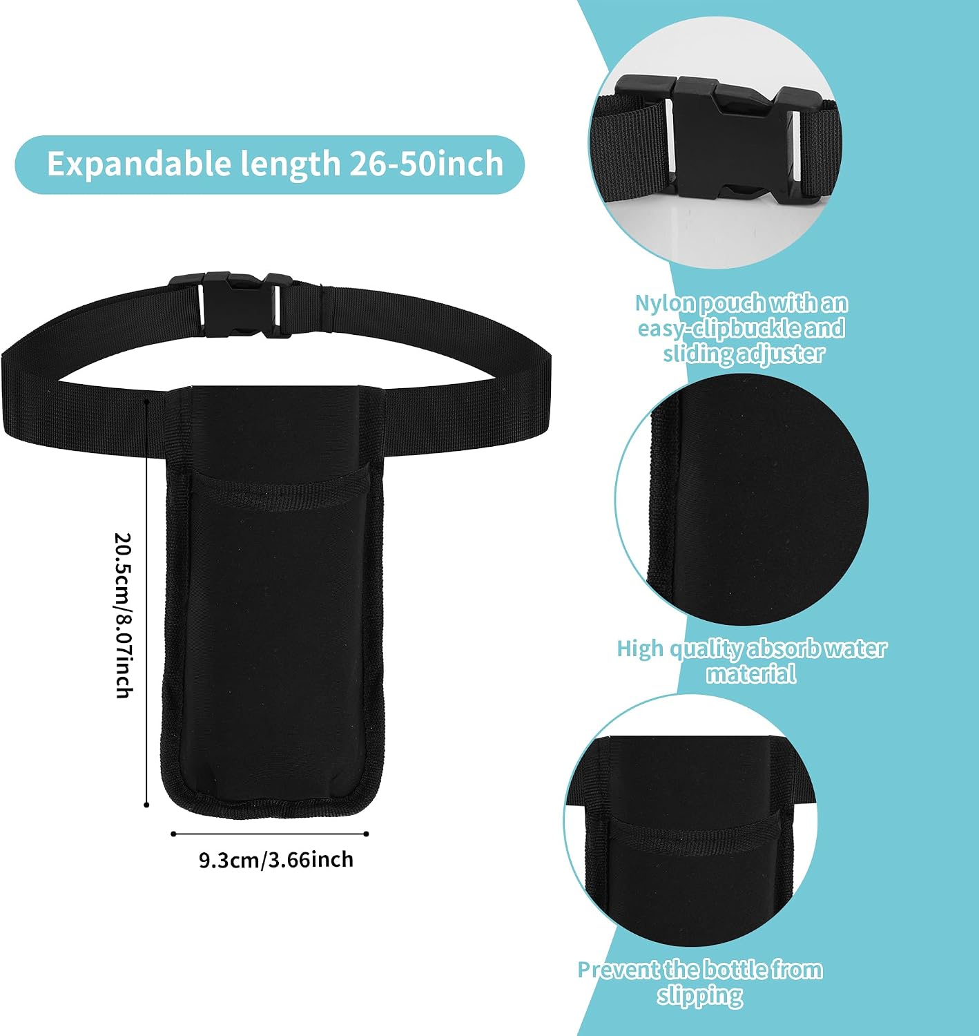 3 Sets Massage Lotion Holster Adjustable, Single Massage Bottle Bag and 10 Oz Plastic Dispenser Bottles, Black Massage Bottle Holster for Massage Therapist