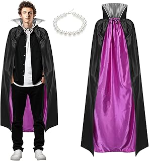 Halloween Black Cape Costume With Pearl Necklace for Halloween Party Drag Performances Cosplay Tribute Acts Accessory