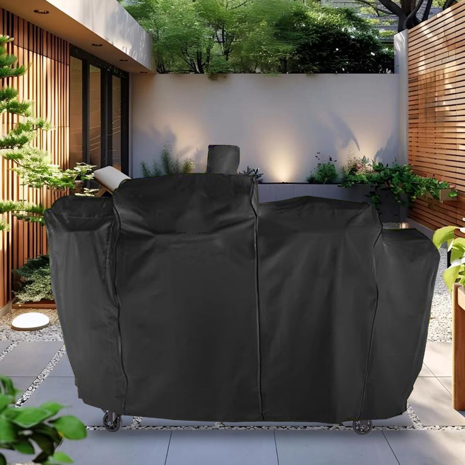 Grill Cover for Pit Boss KC Combo Platinum Series Grill with Handles PB1285KC, 600D Heavy Duty Outdoor Waterproof Fade Resistant Cover for PitBoss Platinum KC Combo, Black