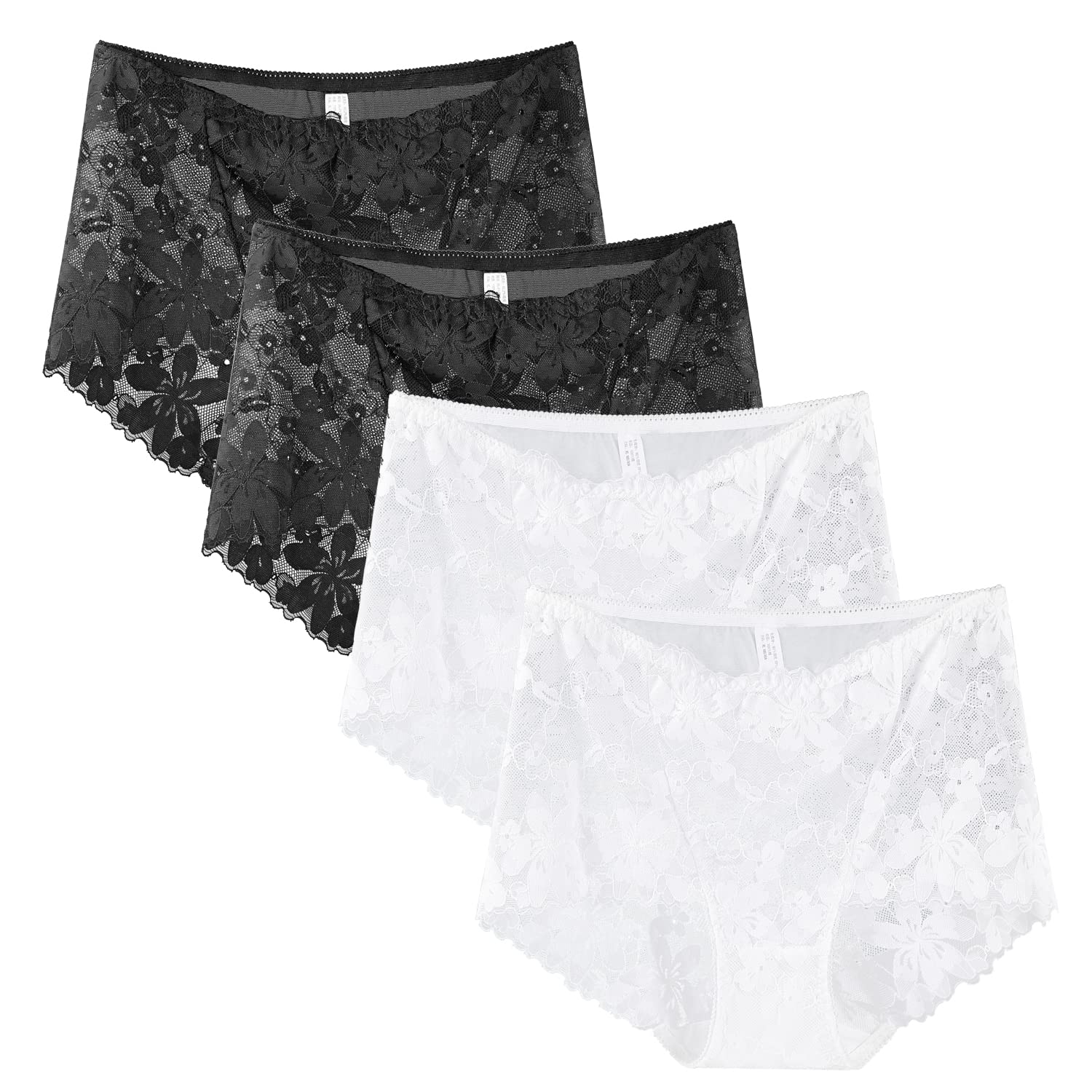 KICYENANWomens Full Briefs Lace Knickers Ultra Thin Panties Pack of 4 KE229035