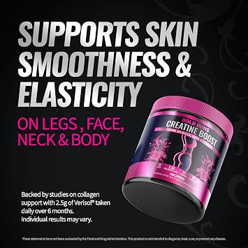 Bold Buns Creatine for Women Supplement with Collagen & BCAA Supports Muscle Development, Post-Workout Recovery, Skin Elasticity, Healthy Hair & Nail (30 Servings, Unflavored)