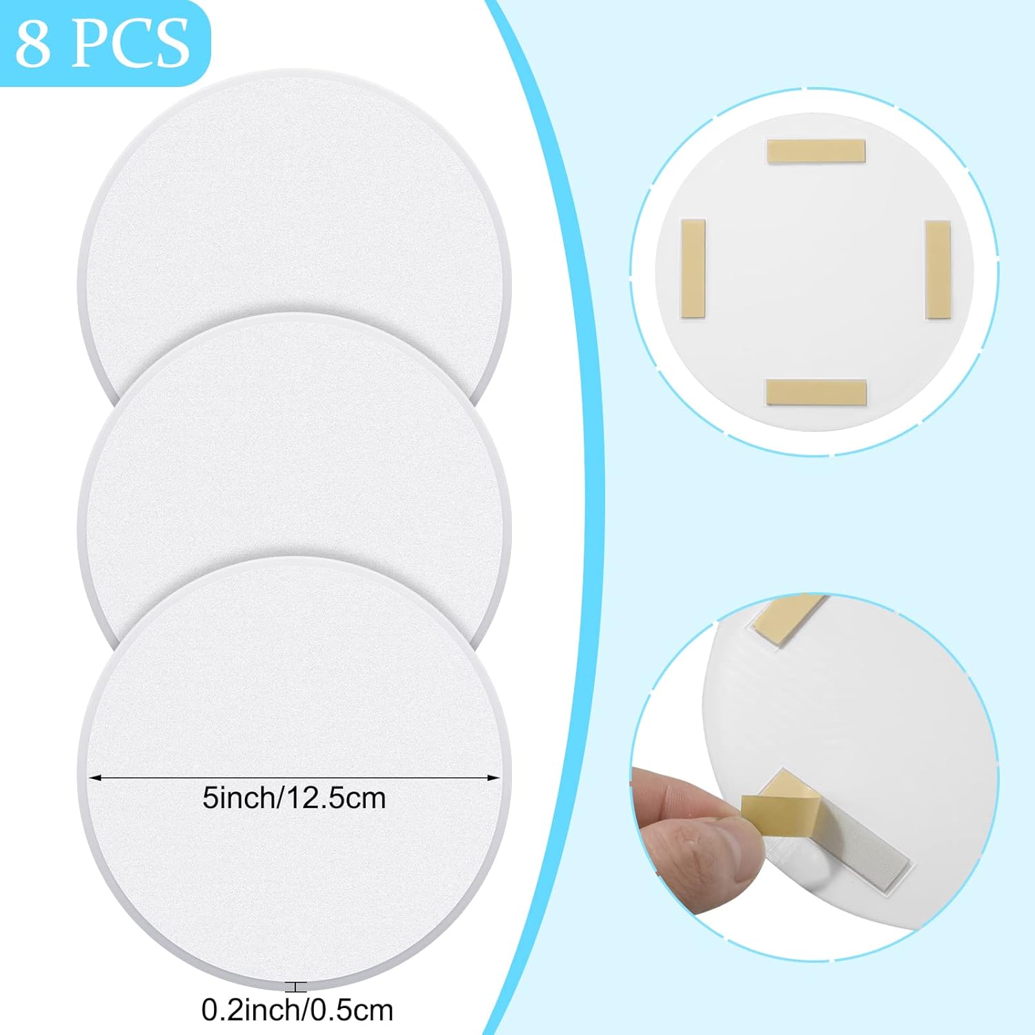 Nosiny 8 Pack Door Knob Protector Plastic 5 Inch White Self Adhesive Door Knob Protector Avoids Handle Damage (White)