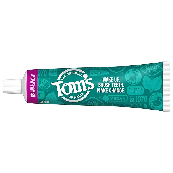 Tom's of Maine Fluoride-Free Antiplaque & Whitening Natural Toothpaste, Peppermint, 5.5 oz. (Pack of 2) 5
