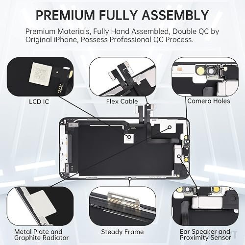 Miniatura 2 de BESJMYT Para iPhone 11 Pro Max Reemplazo de pantalla de 6.5 pulgadas con altavoz de oído Sensor de proximidad Pantalla táctil 3D Digitalizador