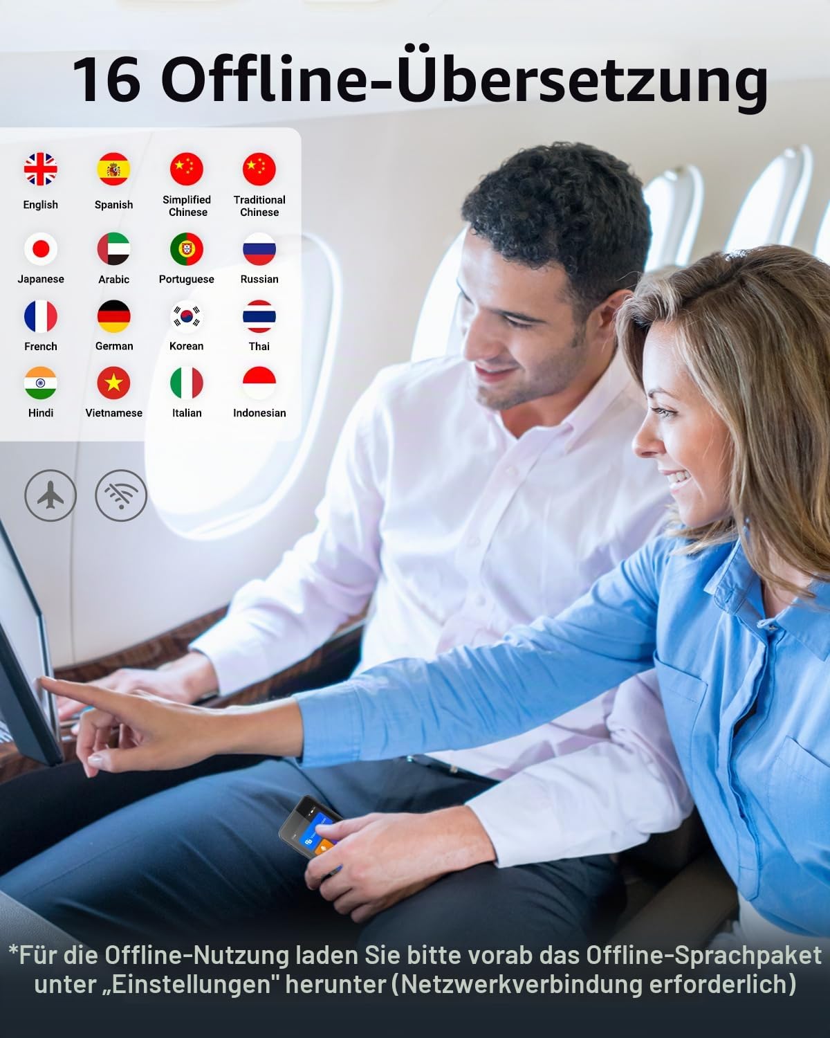 Xupurtlk W10 Sprachübersetzer Gerät, Übersetzer Gerät Testsieger für Reisen | Sprachübersetzer Ohne Internet, Translator Echtzeit 144 Sprachen mit WiFi/Offline/Foto Unterstützung/Währungsumrechner