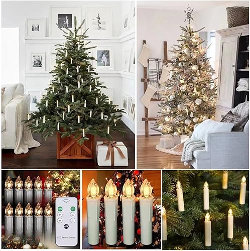 Miniatura 4 de 20 velas cónicas a pilas con control remoto, velas LED para ventana con temporizador de 6 horas, luz blanca cálida brillante parpadeante, velas de