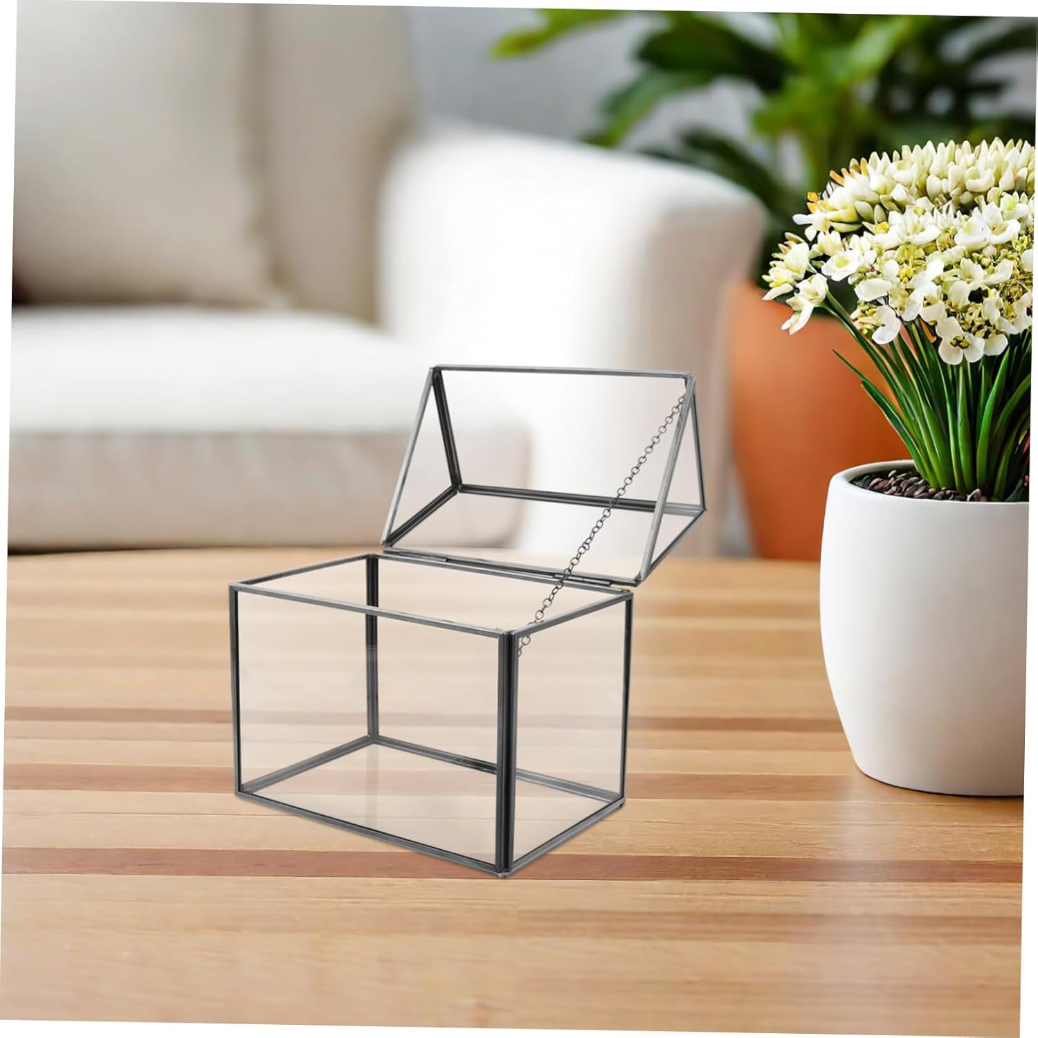 Glass Terrarium House Shaped Planter Unique Geometric Design for Indoor Decoration Succulent Display Case for Air Plants Cacti Moss Gardens Housewarming