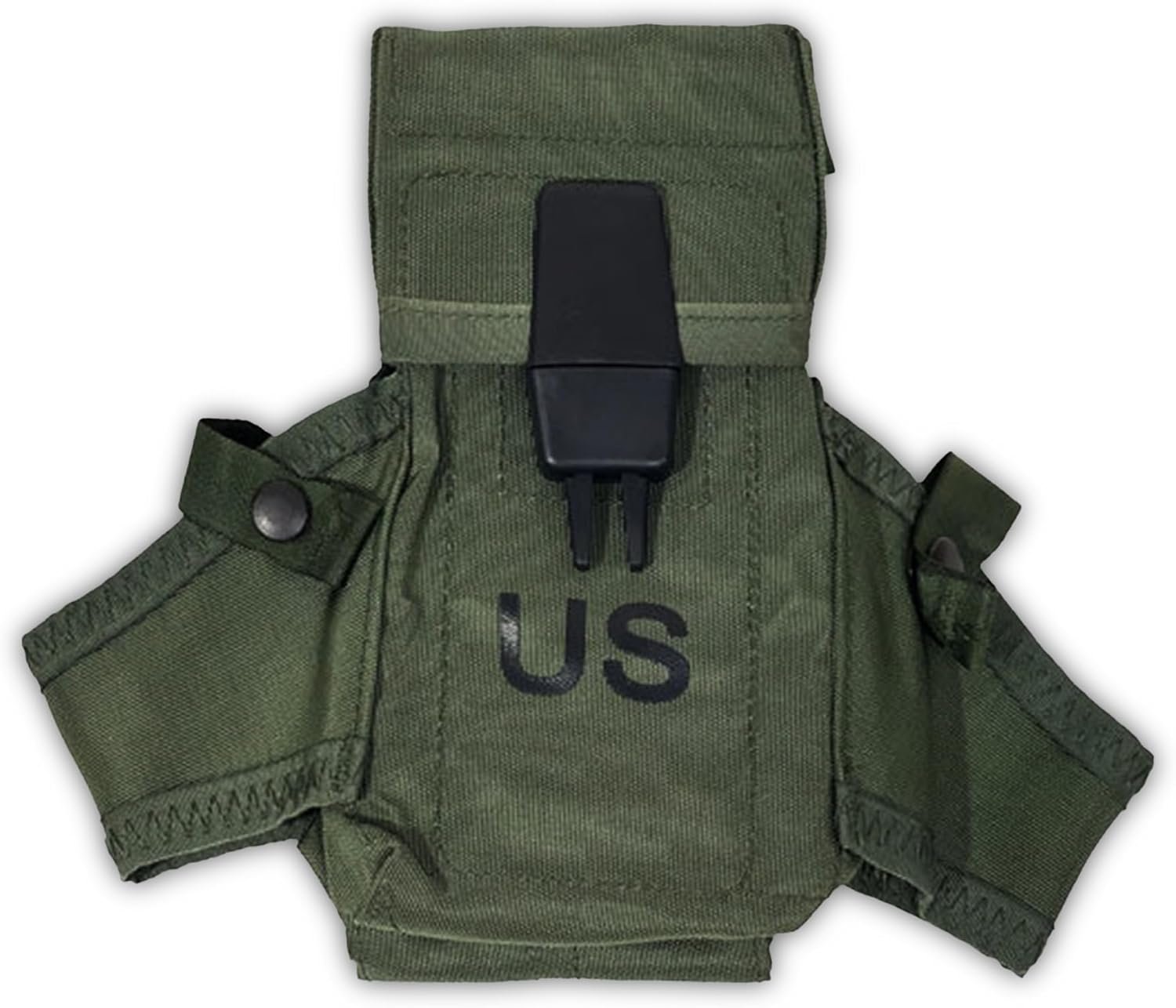 Ammo Can Man US Military Issue OD Olive Drab Green Rifle Magazine Mag Ammo Small Arms Pouch Case with Dual Grenade Carrier and Alice Attachment Clips