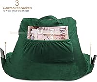 Vista 82 de Nestl Reading Pillow with Portable Laptop Lap Desk - Shredded Memory Foam Back Support Pillow for Sitting Up in Bed and Couch Rest Pillows with Navy