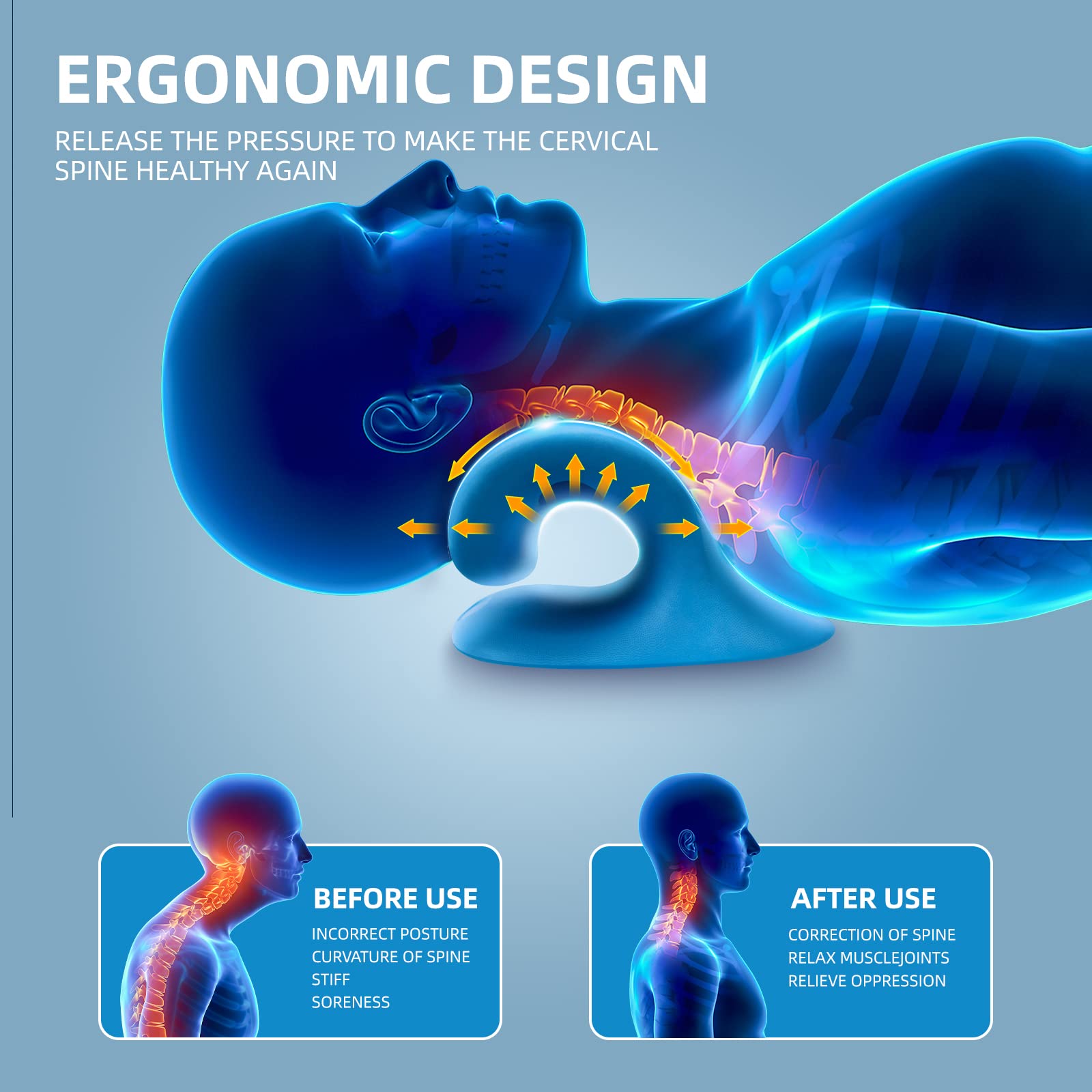 Neck Stretcher,Cervical Pillow for Neck Pain Relief,Ergonomic Neck Cloud  Cervical Traction Device for TMJ Pain Relief and Cervical Spine  Alignment,Also be Used as Back Cracker : Amazon.sg: Health, Household and  Personal Care