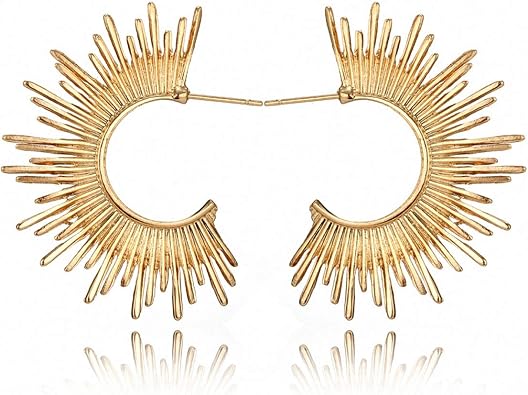 Gold Half Circle Spiked Shape Drop Earrings Women Abstract Irregular Alloy Dangle Earring Gold