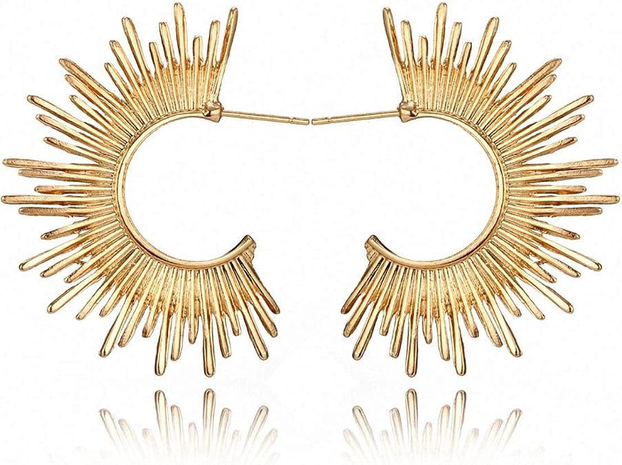Gold Half Circle Spiked Shape Drop Earrings Women Abstract Irregular Alloy Dangle Earring Gold