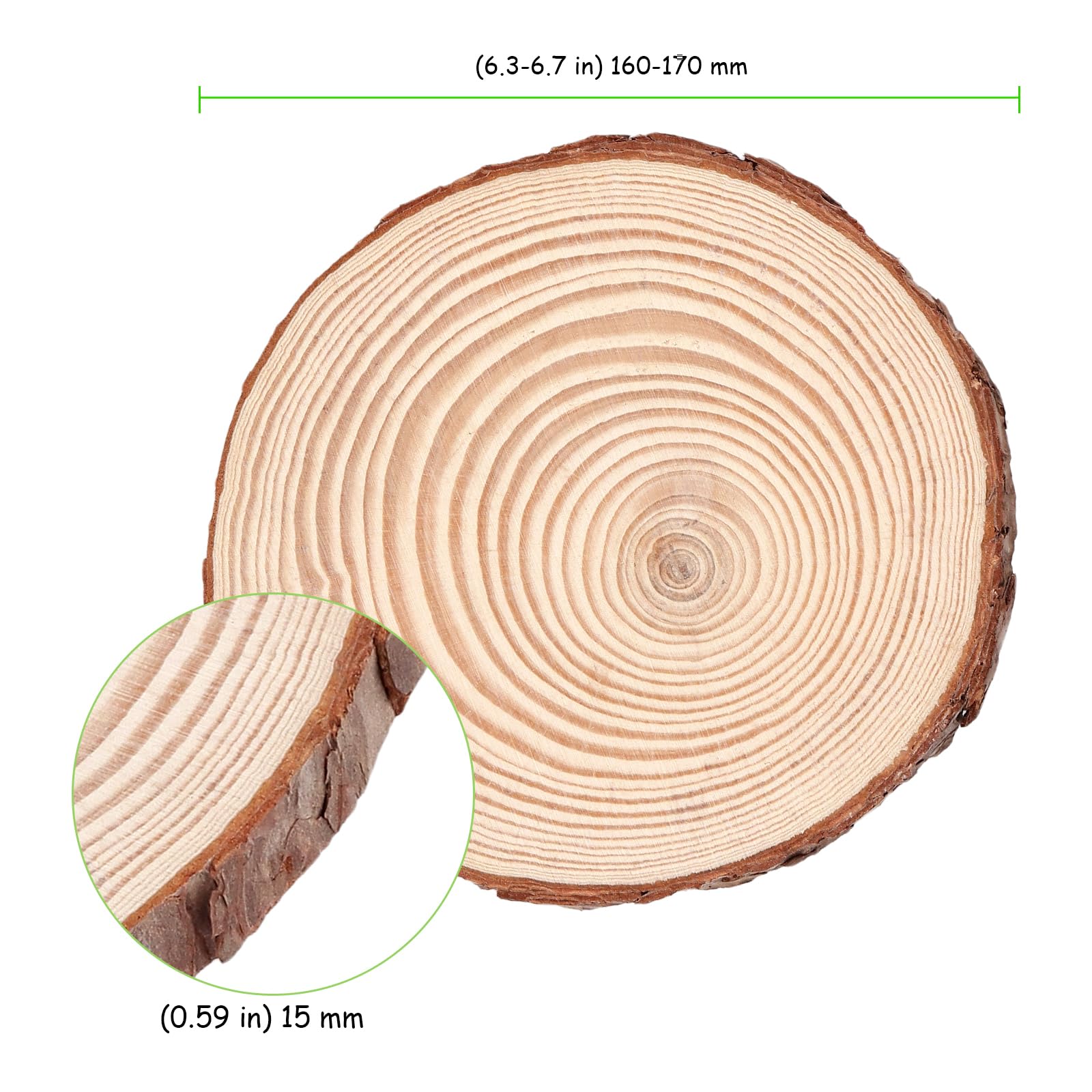 Naturholzscheiben zum Basteln, unlackierte Holzscheiben mit Rinde, 1,5 cm dick, runde Holzuntersetzer für Handwerk, Ornamente, Dekorationen, 30 Stück