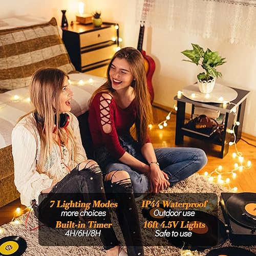 Vista 3 de Aloveco - Guirnalda de luces LED de 100 ledes, 8 modos de iluminación regulables con mando a distancia y temporizador, UL listado 29 V bajo voltaje