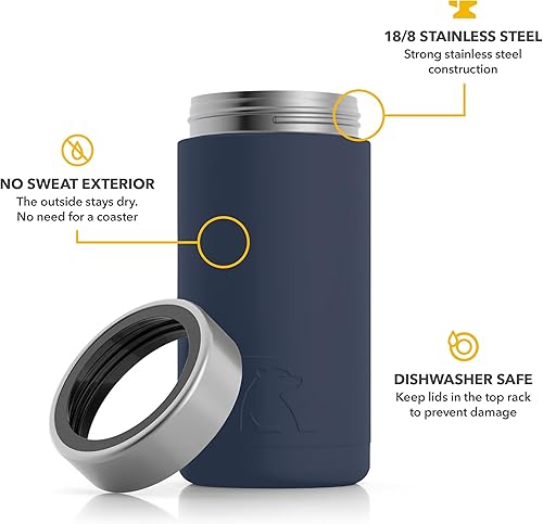 Miniatura 5 de RTIC Craft - Enfriador de latas aislado, cerveza, bebidas, botella, enfriador de latas de soda con tapa, metal de acero inoxidable, aislamiento de