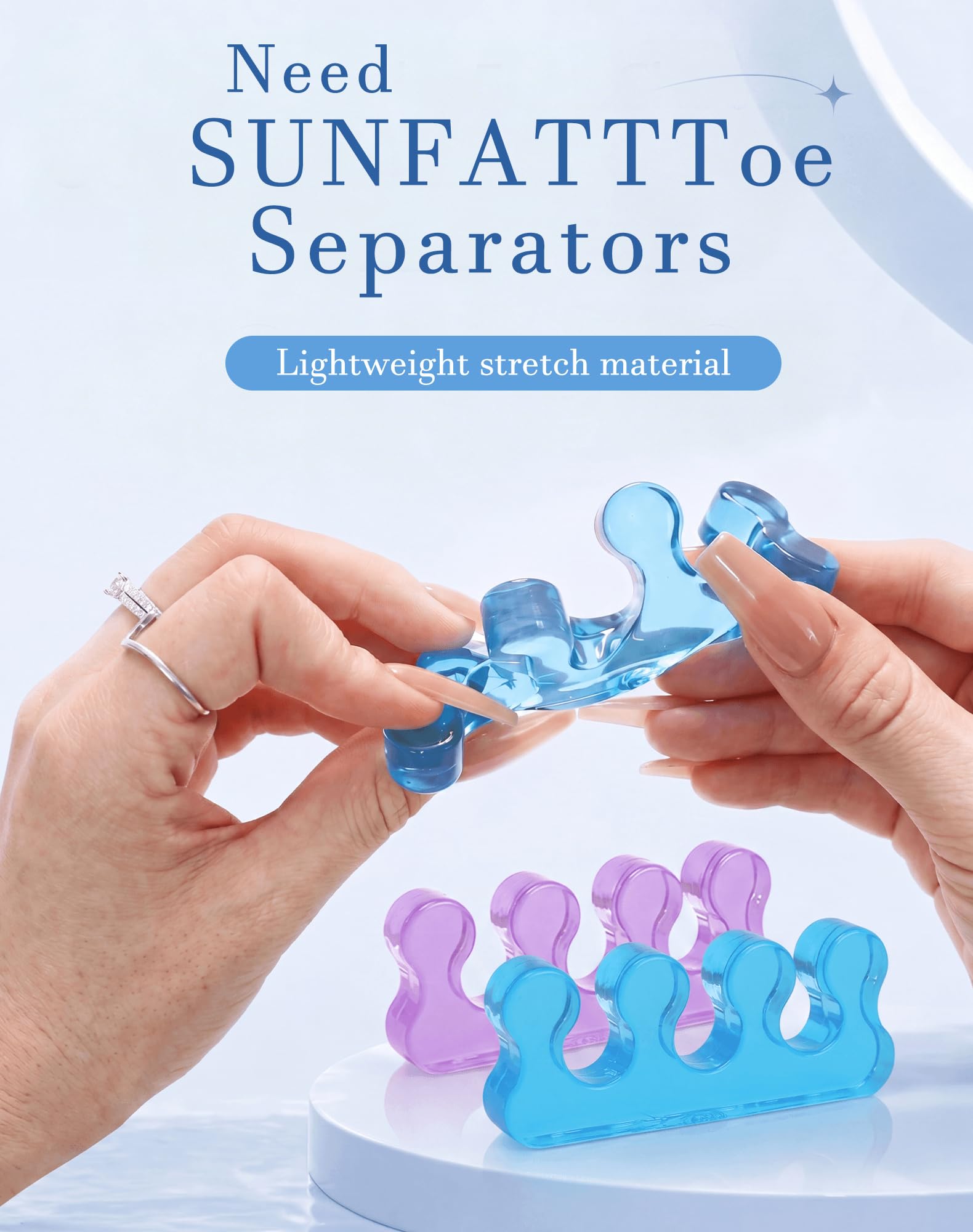 Separadores de dedos para esmalte de uñas, separadores de dedos de pedicura, separadores de dedos para separar las uñas de los pies o las uñas, así como aliviar los síntomas ortopédicos de juanetes.