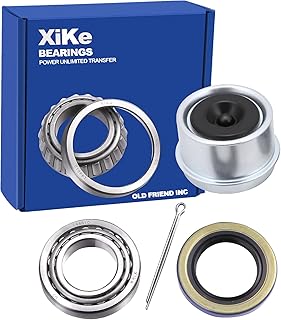 XiKe 1 Set Fits for 1'' Axles Trailer Wheel Hub Bearings Kit, L44643/L44610 and 12192TB Seal OD 1.980'', Dust Cover and Cotter Pin, Rotary Quiet High Speed and Durable.