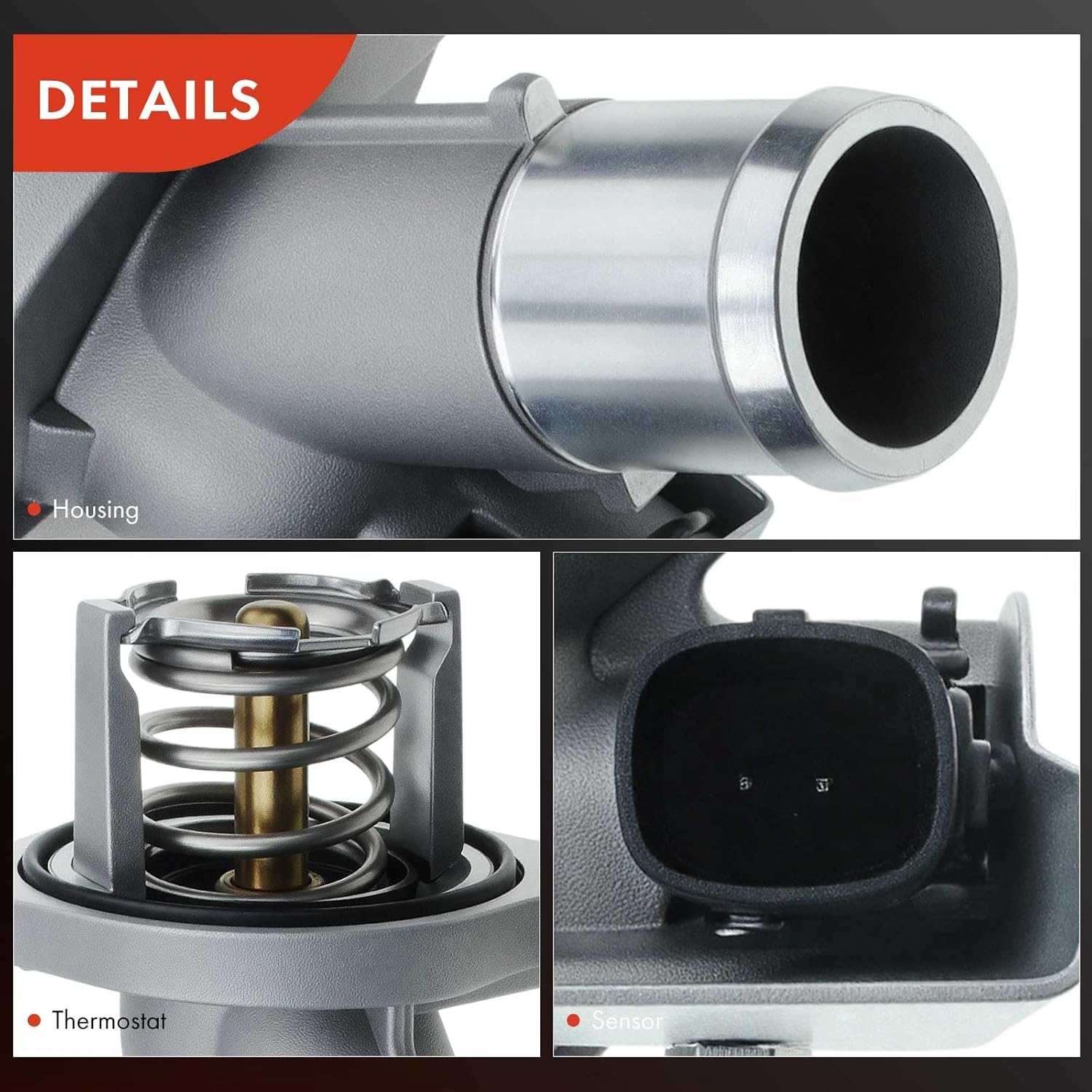 A-Premium Engine Coolant Thermostat Housing Assembly with Gasket Compatible with Chevrolet Malibu Colorado Cadillac ATS GMC Canyon Buick LaCrosse 2.5L
